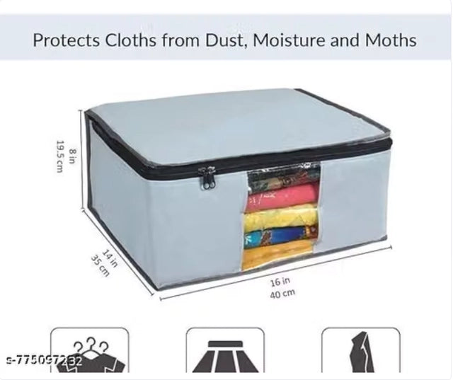 Pack of 2 transparent saree covers with zippers, wardrobe organizers for sarees, made by 30802, showing clear window and fabric protection.