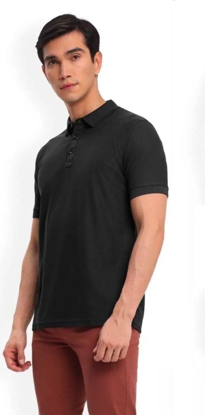 Set of three men's polo T-shirts in poly cotton solid half sleeves by 1238, featuring classic fit and comfortable fabric.