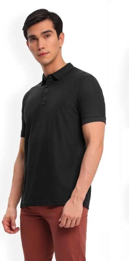 Set of three men's polo T-shirts in poly cotton solid half sleeves by 1238, featuring classic fit and comfortable fabric.