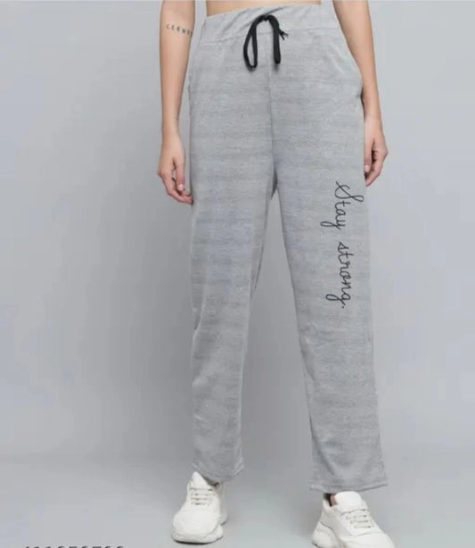 Grey cotton blend straight fit women's trousers with a classic design, size M, by 18594.