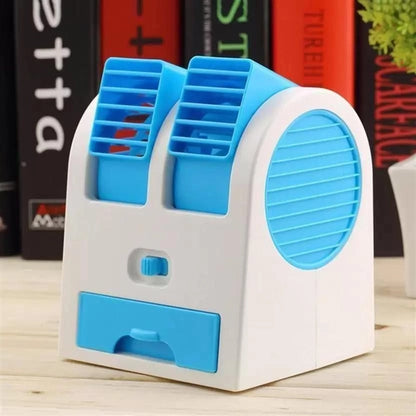 Portable 3-in-1 air conditioner, humidifier, and purifier mini fan by 18281, showing compact design and control buttons.