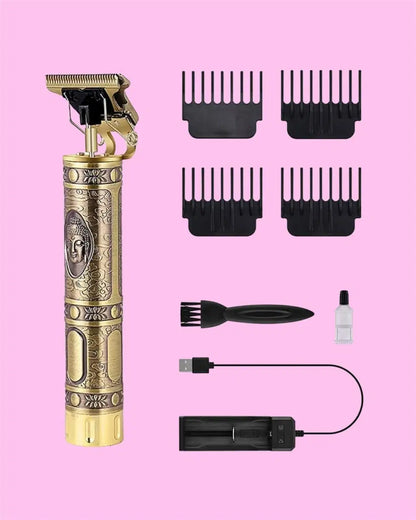1238 Buddha Electric Pro Hair Clippers grooming kit with men's trimmer, featuring clipper blades and accessories for hair cutting and grooming.