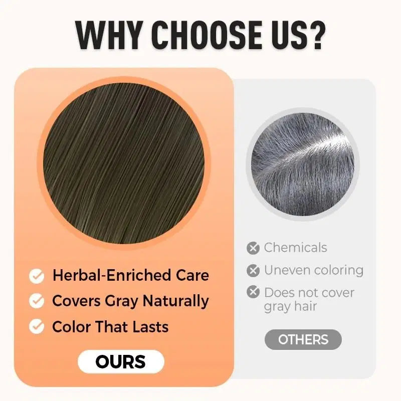 Close-up of a 1238 Plant Extract Hair Dye for Gray Hair in a 200 ml bottle, featuring a hair comb applicator and natural labeling.