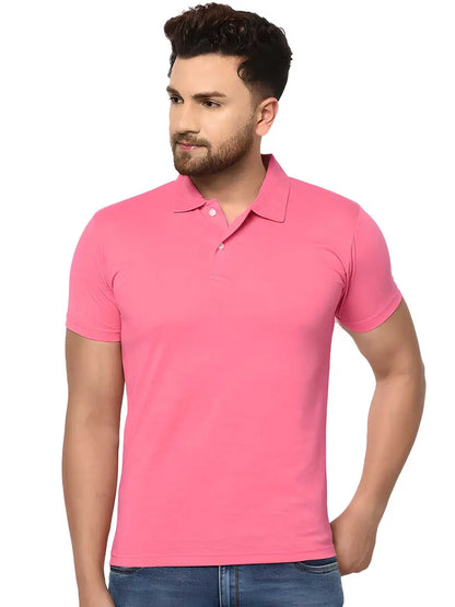 Cream-colored cotton blend men's polo T-shirt with half sleeves from 1238, casual and comfortable for everyday wear.