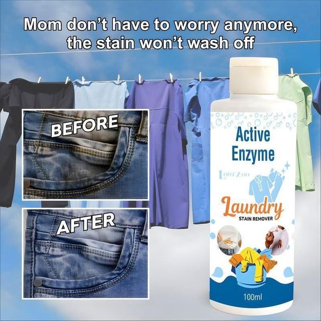 Active Enzyme Laundry Stain Remover liquid by 5912, two bottles in a pack, shown with clear labeling on the detergent bottles.