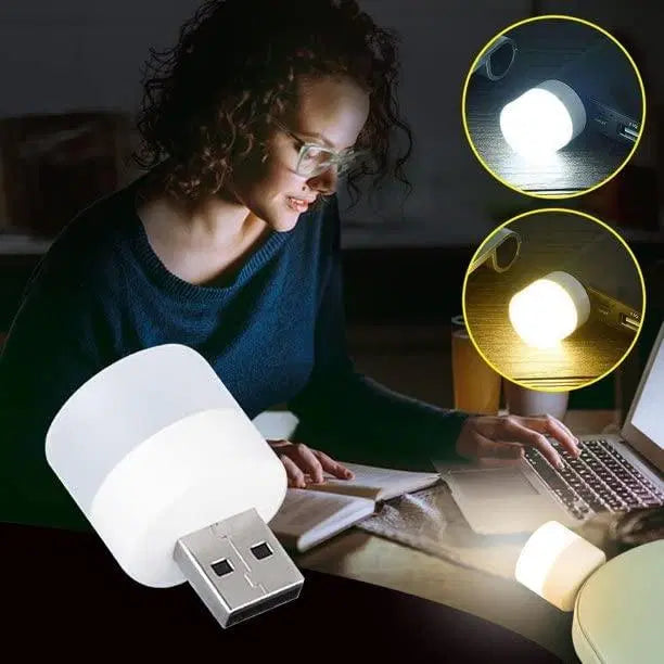 USB night lights LED plug-in in white, featuring a compact design from 1238, ideal for ambient illumination in dark spaces.