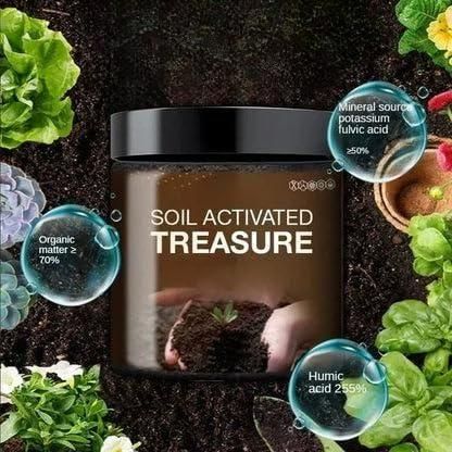 Soil Activated Treasure Premium Soil Activator fertilizer pack of 2, 200 grams each, for healthy plant growth and soil enrichment.