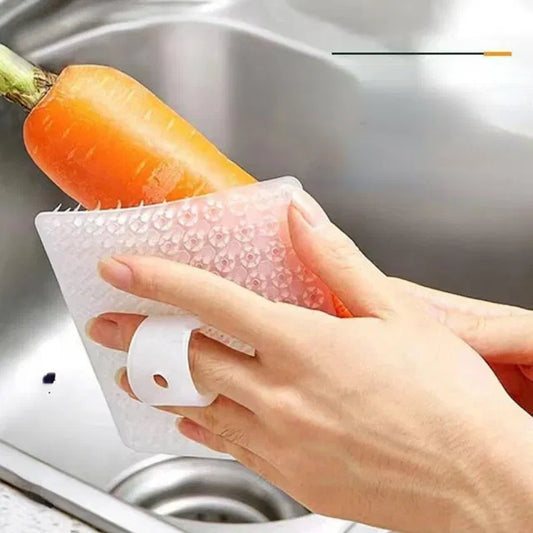 Set of two 18279 silicon kitchen cleaning tools with textured scrubbing surfaces for effective dish and surface cleaning.