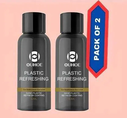 Two plastic revitalizing coating agents in white bottles from 18058, designed for car brushes and dusters.