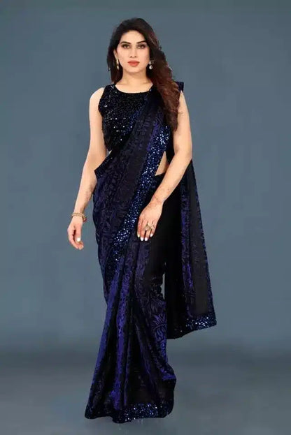 Green Lycra Sequence Saree for Women, 6.3 meters, featuring elegant sequined design by brand 6706.