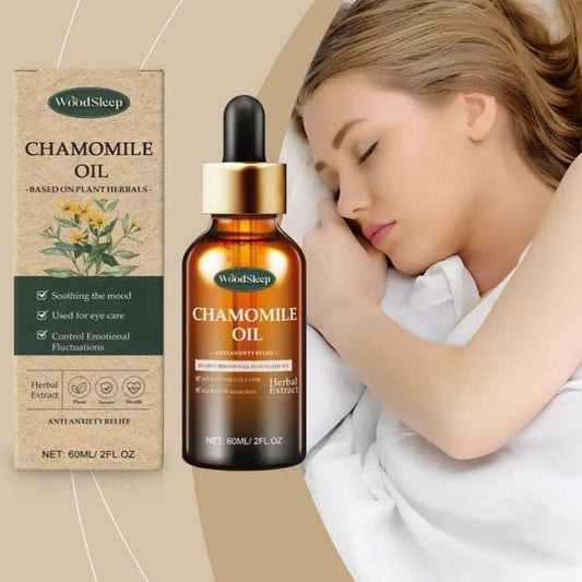 Chamomile Sleep Body Essential Oil 60ml from 1361, shown in a clear bottle with a white cap, designed for soothing body care.