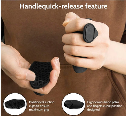 Pair of 18281 gymnastics weight lifting grip pads with padded hand grips for improved grip during workouts.