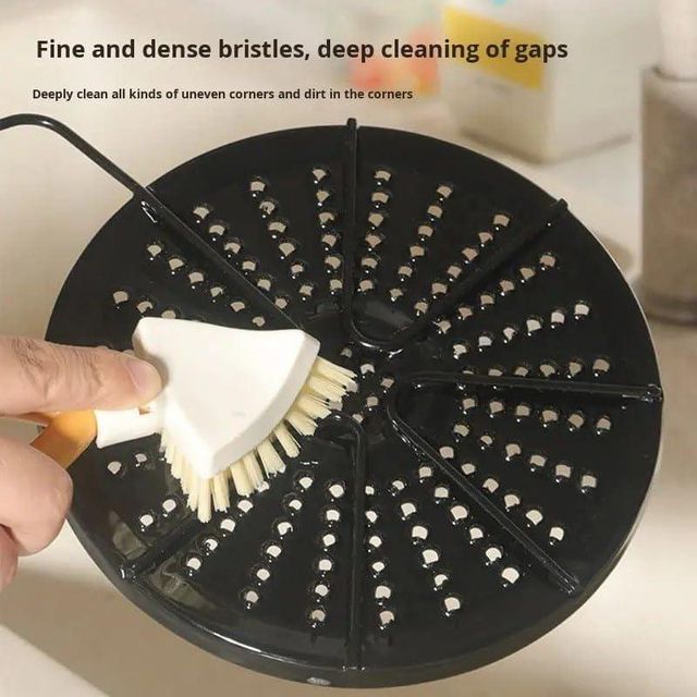 Pack of 2 19378 foldable triangular gap cleaning brushes with soap holders, designed for efficient kitchen and bathroom cleaning.