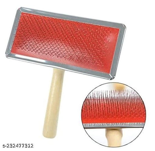 Multicolor ABS plastic slicker brush for pets, with fine bristles for grooming and detangling pet fur.