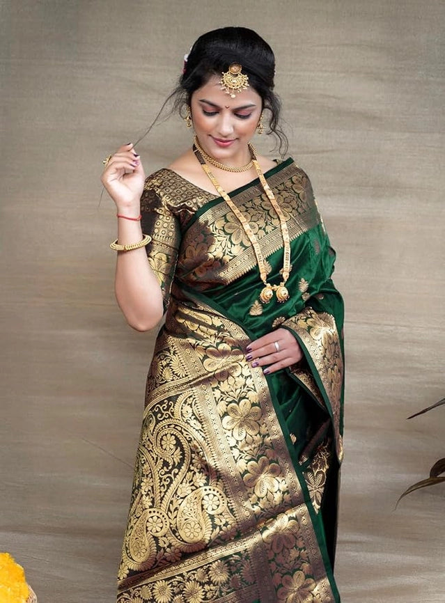 Royal blue Banarasi silk saree for women with intricate embellishments, 6.3 meters, from the 6706 brand.