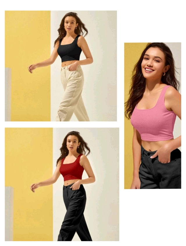 Set of three multicolor cotton blend solid women's tops, size S, casual style, from 18594 women's tops and tunics collection.