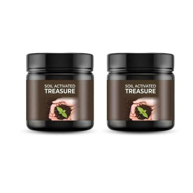 Soil Activated Treasure Premium Soil Activator fertilizer pack of 2, 200g each, in a green and white packaging with product label.