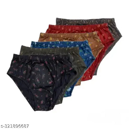 Six multicolor women's hipster briefs by 18944, featuring comfortable and stylish women's briefs in a pack of six.