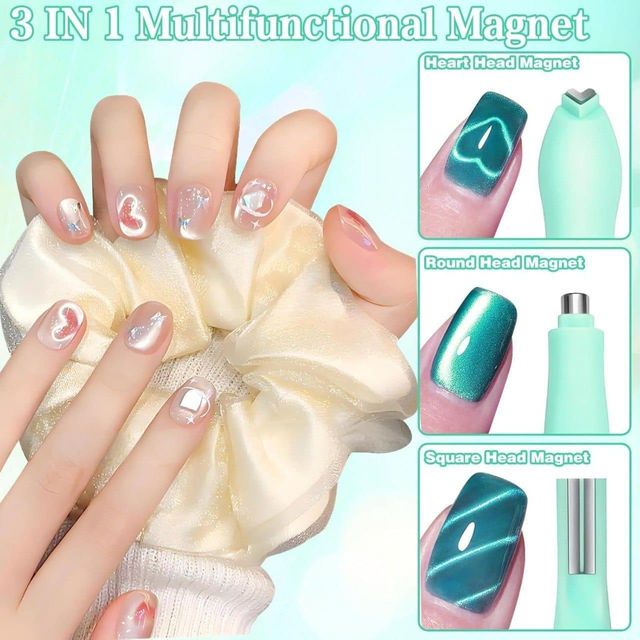 Two 3-in-1 Cat Eye Nail Magnet Tools from 19378, versatile magnets for creating cat eye nail art designs.