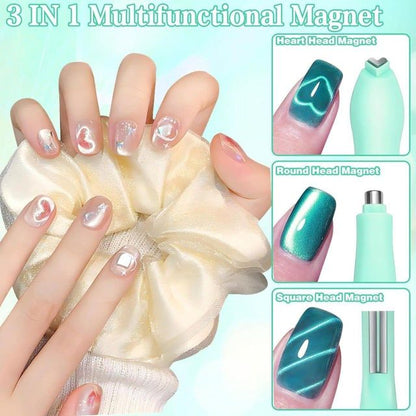 Two 3-in-1 Cat Eye Nail Magnet Tools from 19378, versatile magnets for creating cat eye nail art designs.