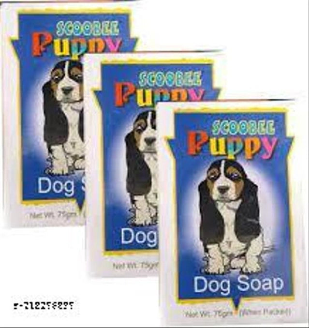 Image of Scoobee Puppy Bathing Soap for Dogs, 225 ml, pack of 3, with a colorful label and pet-friendly design.