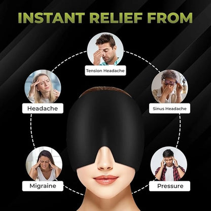 Migraine relief cap for headaches, sinus tension, and migraine pain, worn on the head for soothing cold therapy by 18057.
