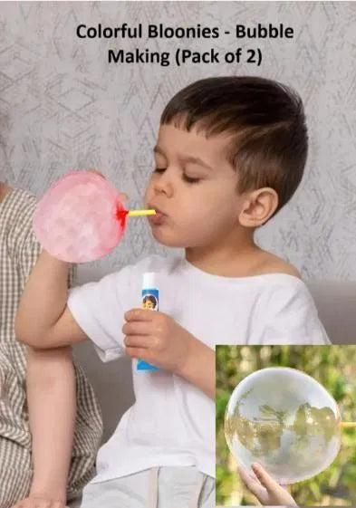 Colorful Bloonies Kids Making Bubbles pack of 2 with vibrant bubble wrap for children, playful and fun outdoor activity.