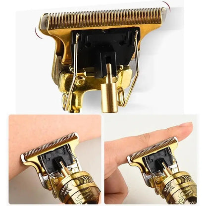 Buddha Electric Pro men's hair trimmer by 1238 with grooming kit, featuring clipper blades and attachments for styling and grooming.