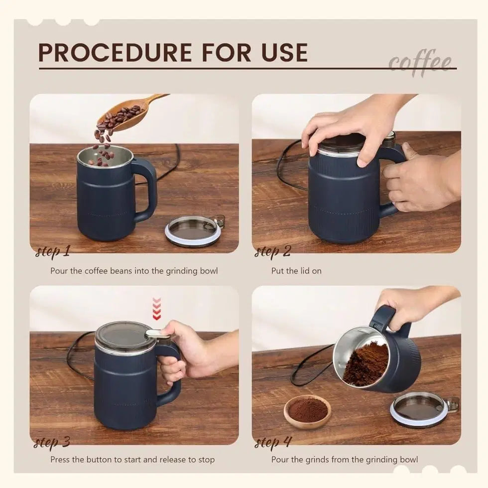 1238 stainless steel coffee grinder with transparent lid for herbs, spices, nuts, grains, suitable for home use