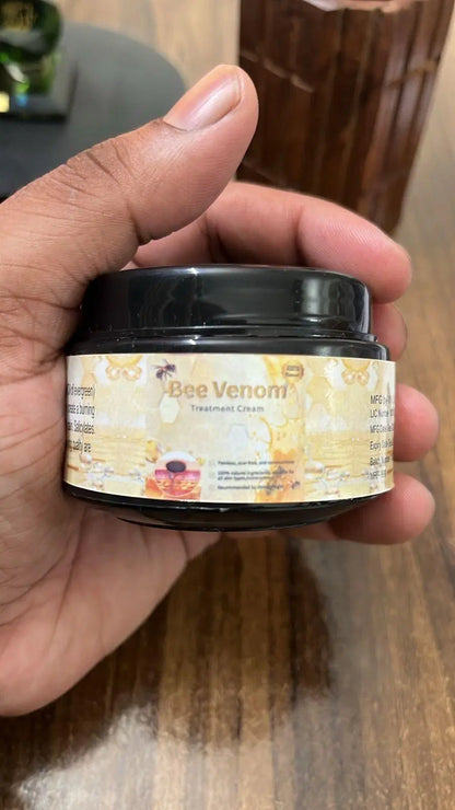 Bee Venom Skin Treatment Cream by 1238, 100g pack of 2, shown in a white jar with a smooth cream texture.