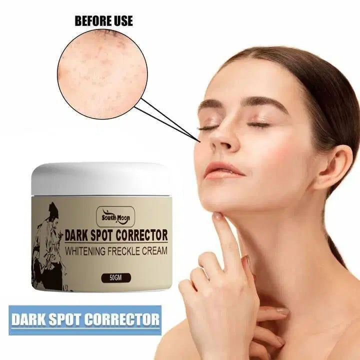 Two 50g jars of 1238 Dark Spot Corrector Whitening Cream, showing the cream's smooth texture in glass containers.