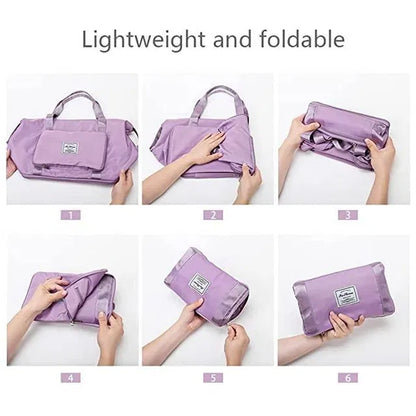 Waterproof foldable travel duffel bag by 26041, showing compact design and durable material suitable for versatile travel needs.