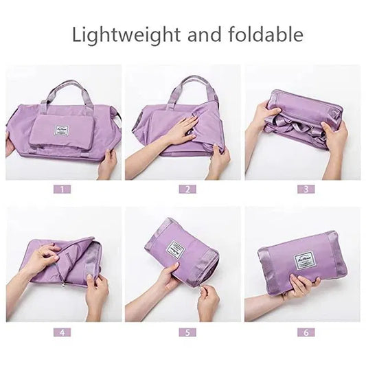 Waterproof foldable travel duffel bag by 26041, showing compact design and durable material suitable for versatile travel needs.