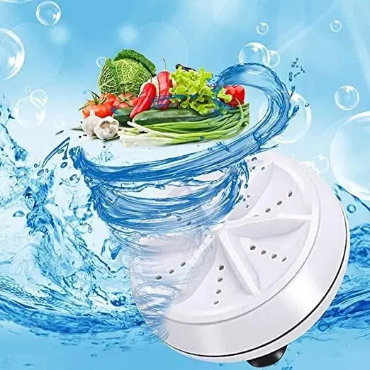 Portable mini ultrasonic washing machine accessory by 1238 with turbine technology, compact design for efficient laundry cleaning.