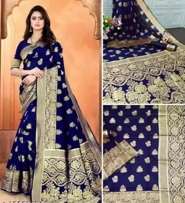 Black Jacquard foil printed saree for women, 6.3 meters, showcasing intricate patterns and elegant fabric details.