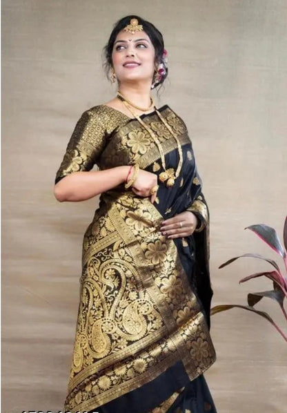 Royal blue Banarasi silk saree for women with intricate embellishments, 6.3 meters long, by brand 6706.