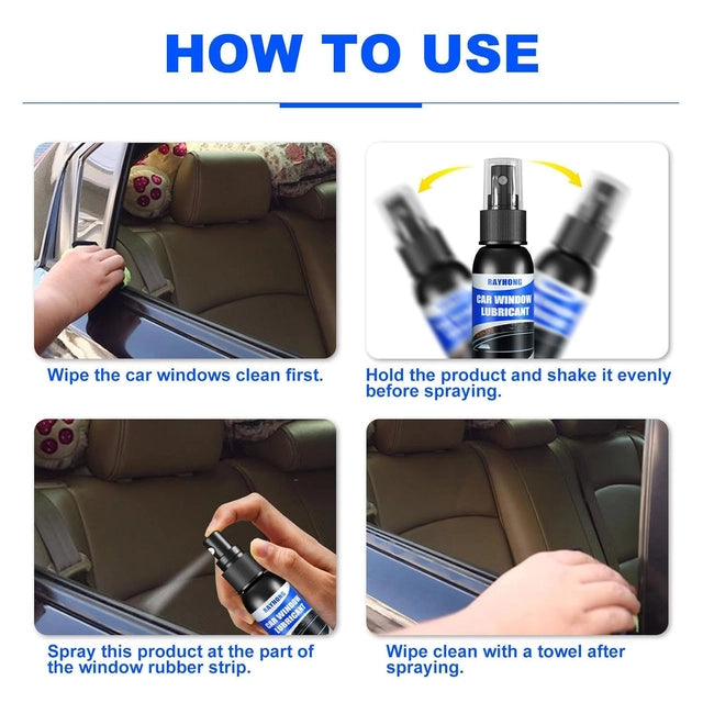 Dropship India car window lubricant sprays, showing two bottles of cream or gel formula for smooth window operation.