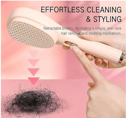Self-cleaning 2-in-1 hairbrush and comb from 18279, featuring a sleek design ideal for detangling and styling hair.