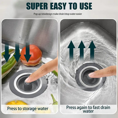 3-in-1 sink drain strainer from 18279 with a metal mesh design and silicone edges, suitable for kitchen or bathroom sinks.