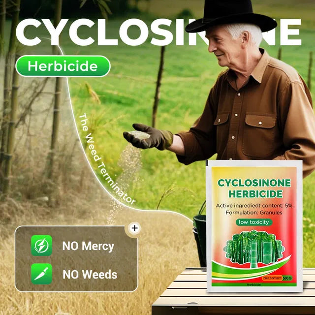 Cyclosinone Herbicide Granules pest repeller from brand 205, showing granules in a container for weed and pest control.
