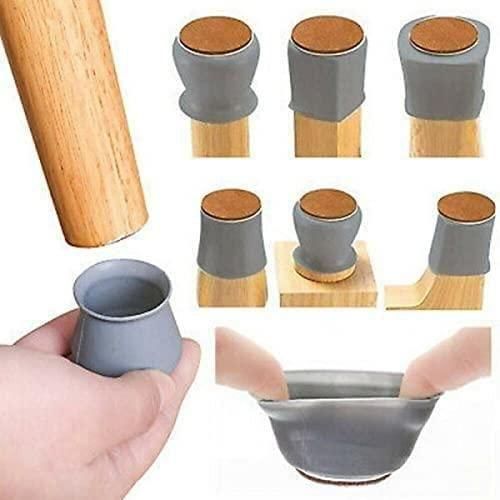 Set of four rubber chair leg caps in assorted colors for furniture protection, designed to fit various chair legs.