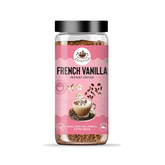 French Vanilla Coffee from Brewstar in a coffee pot, showcasing a rich, aromatic blend with a smooth, inviting appearance.
