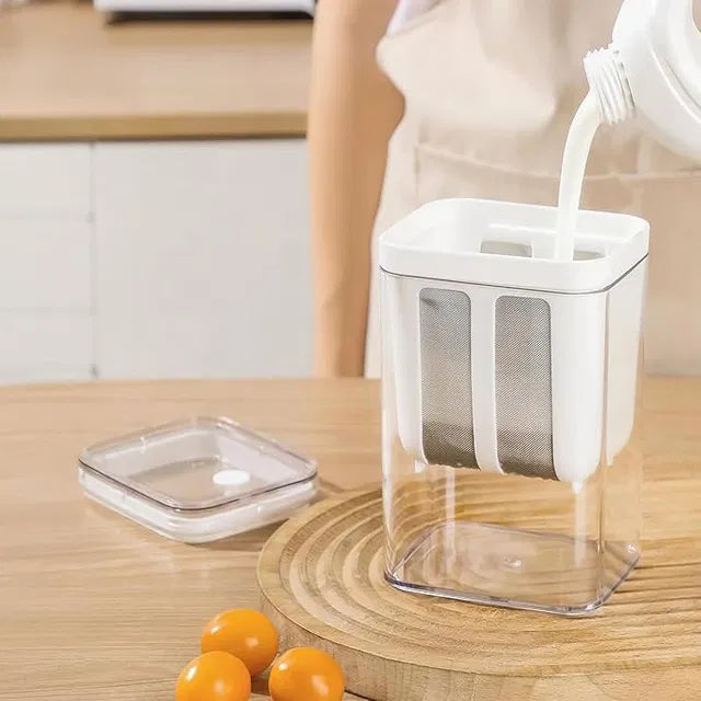 Multifunctional yogurt filter with fine mesh strainer, stainless steel sieve for straining liquids and yogurt, product 26041.