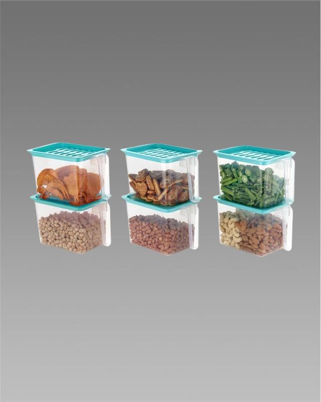 Six unbreakable kitchen storage baskets from 26920 kitchen set, durable plastic bins for organizing kitchen essentials.