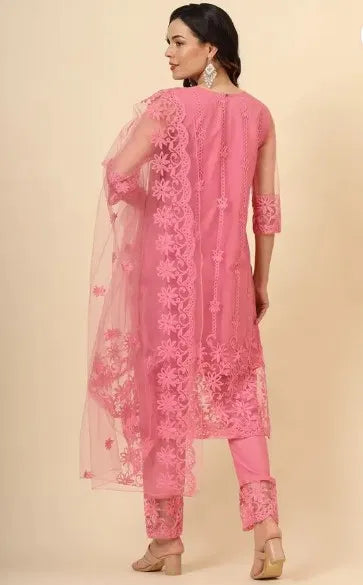 Elegant women's kurta set with matching dupatta and bottomwear by 15801, showcasing intricate details and traditional style.