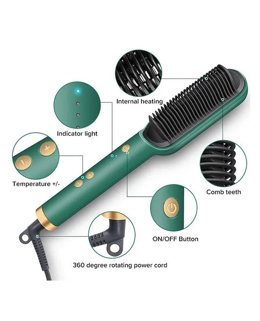 Hair straightener comb by 19381, a styling tool for women and men with ceramic teeth for smooth, straight hair.