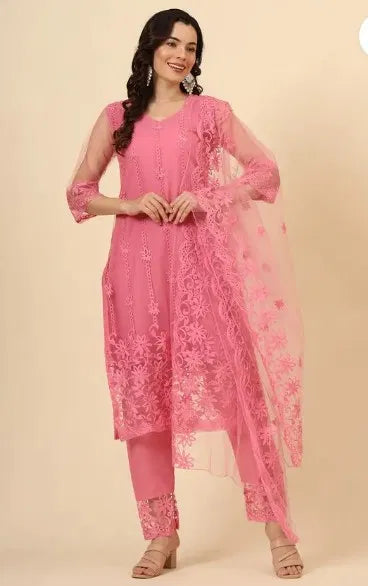 Women's Kurta set with matching dupatta and bottomwear from 15801, featuring a colorful traditional design.