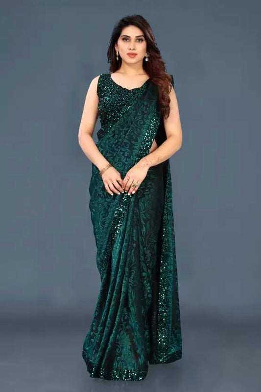 Purple lycra blend solid saree for women, 6.3 meters, featuring a smooth texture and elegant drape.