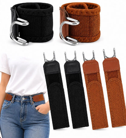 Metal adjustable no buckle belts for men and women with hooks, 2-pack, lightweight and versatile accessory by 18281.