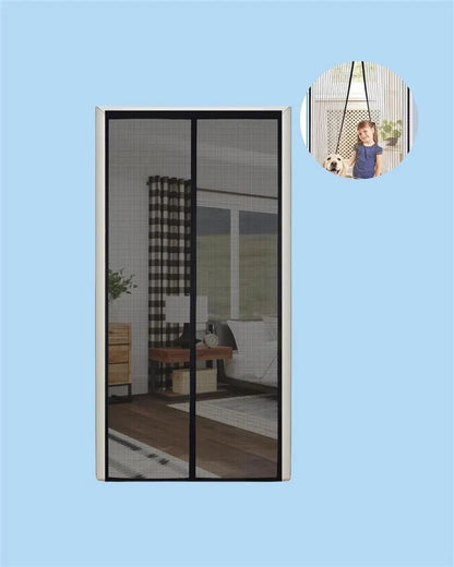 Mesh screen door curtain with magnetic foldable design, featuring anti-mosquito mesh for home use from 1238 brand.